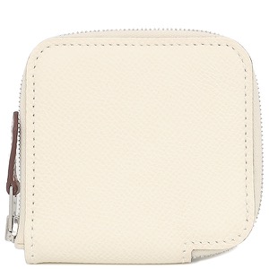 エルメス コインケース アザップ シルクイン ミニ コンパクト ヴォーエプソン ホワイト オフホワイト ラウンドファスナー  中古