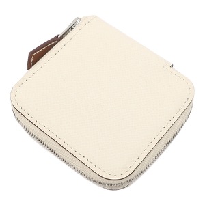 エルメス コインケース アザップ シルクイン ミニ コンパクト ヴォーエプソン ホワイト オフホワイト ラウンドファスナー  中古