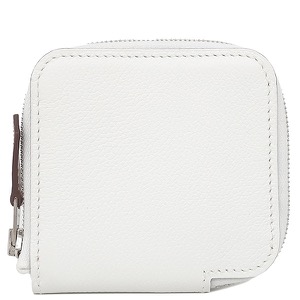 エルメス コインケース アザップ シルクイン ミニ コンパクト ヴォーエプソン ホワイト オフホワイト ラウンドファスナー  中古