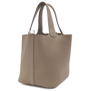 エルメス ハンドバッグ ピコタンロック MM  トリヨンクレマンス グレー未使用 グレージュ  中古