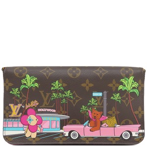 ルイヴィトン チェーンウォレット ポシェット フェリシー モノグラムキャンバス ブラウン ヴィヴィエンヌ チェーンショルダー 茶 ピンク  M80859 中古