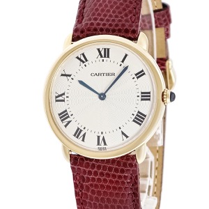 カルティエ ロンド ルイ カルティエ LM W1508951 K18YG無垢製 ギョウシェ ローマン 青針 手巻き