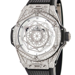 ウブロ ビッグバン ウニコ サンブルー チタニウム パヴェ 415.NX.2027.VR.1704.MXM18 純正ダイヤ 自動巻き