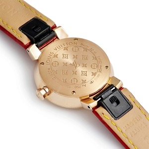 ルイヴィトン タンブール Q1K07 K18PG無垢 純正ダイヤ ホワイト シェル ラウンド クオーツ