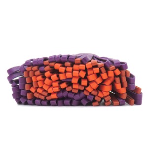 エルメス キーリング カルメン トリコロール ラムスキン パープル 紫 赤茶 オレンジ フリンジ  中古