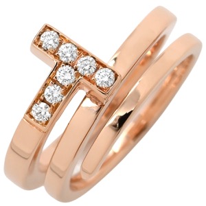 ティファニー リング 指輪 Tスクエア ラップ K18PG ゴールド ピンクゴールド AU750 18K 7石 7P ダイヤモンド 中古