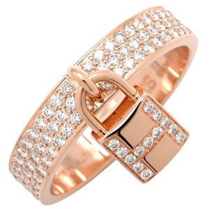 エルメス リング 指輪 ケリー クロシェット MM K18PG ゴールド #55(JP15) ピンクゴールド Au750 18K 18金 ダイヤモンド パヴェ H220657B 中古