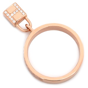 エルメス リング 指輪 ケリー クロシェット MM K18PG ゴールド #55(JP15) ピンクゴールド Au750 18K 18金 ダイヤモンド パヴェ H220657B 中古