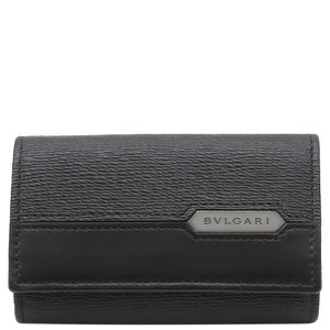 ブルガリ キーケース セルペンティ スカリエ マン レザー ブラック 6連 6本 キーリング付き 黒 中古