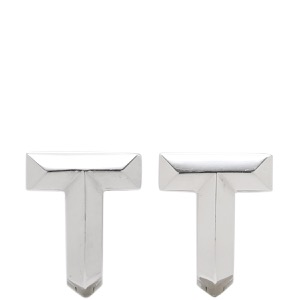 ティファニー ピアス Tワン ダイヤ K18WG シルバー 750WG 18金 ハーフパヴェ  中古