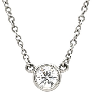 ティファニー ネックレス バイザヤード シングルダイヤモンド ペンダント Pt950 シルバー Pt T&Co. 1石 エルサペレッティ 中古