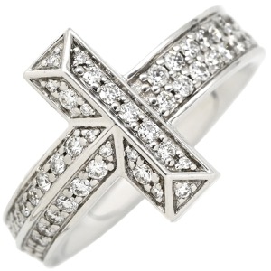 ティファニー リング 指輪 Tワン ワイド ダイヤ K18WG シルバー T＆Co. 750 WG 18金 パヴェダイヤ  68170036 中古