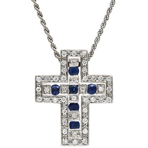 ダミアーニ ネックレス ベルエポック S サファイア ダイヤ  K18WG シルバー 750 DAMIANI   20000849 中古