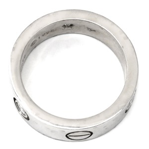 カルティエ リング 指輪 ラブリング ハーフダイヤ K18WG シルバー #49 LOVE Ring Au750 18K 18金 3P 3石 3粒ダイヤ  B4032549 中古
