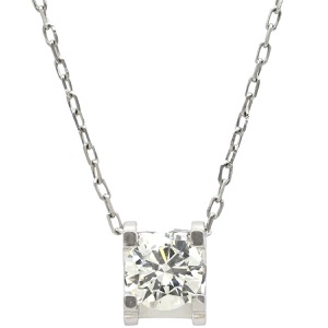 ネックレス ダイヤモンド 0.50ct ペンダント K18WG シルバー スクエア 1P 1粒 1石 ラウンドブリリアントカット 18K 750 WG 18金 中古