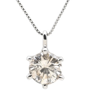 ネックレス ダイヤ ペンダント Pt900 シルバー プラチナム 1P 1石 1粒 ソリティア 6本爪 ラウンド ベネチアンチェーン マチネサイズ 中古