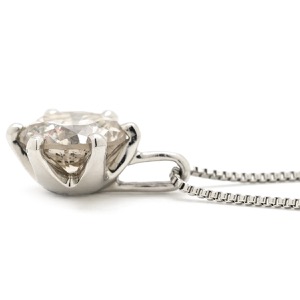 ネックレス ダイヤ ペンダント Pt900 シルバー プラチナム 1P 1石 1粒 ソリティア 6本爪 ラウンド ベネチアンチェーン マチネサイズ 中古