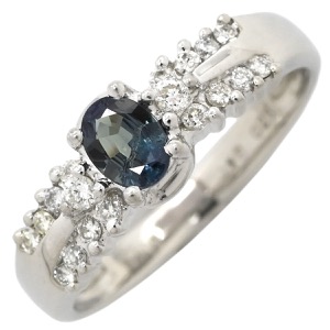 リング 指輪 アレキサンドライト ダイヤリング Pt900 シルバー 中古