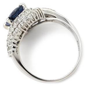 リング 指輪 ブルーサファイア ダイヤリング Pt900 ブルー ロイヤルブルー 青 中古