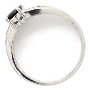 リング 指輪 ブルーサファイア 0.73ct ダイヤリング Pt850 シルバー 青 ブルー Pt850 オーバルミックスカット 1石   中古