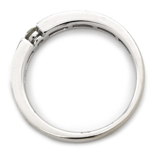 リング 指輪 ダイヤリング K18WG シルバー 一文字 ダイヤモンド  中古