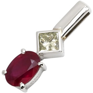 ペンダントトップ ルビー ダイヤ Pt900 シルバー 赤 レッド ビルマ産 ネックレストップ 中古