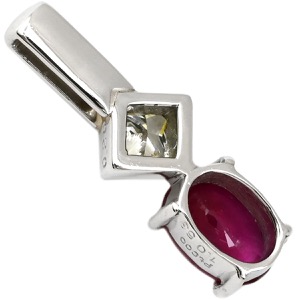 ペンダントトップ ルビー ダイヤ Pt900 シルバー 赤 レッド ビルマ産 ネックレストップ 中古