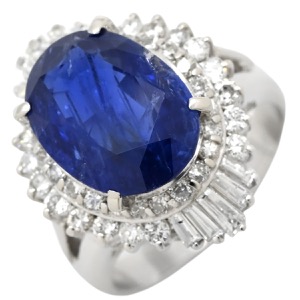 リング 指輪 ブルーサファイア ダイヤリング Pt900 ブルー ロイヤルブルー 青 中古