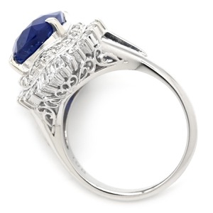 リング 指輪 ブルーサファイア ダイヤリング Pt900 ブルー ロイヤルブルー 青 中古