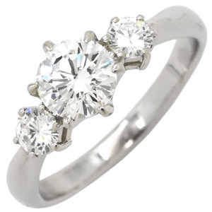 リング 指輪 ダイヤリング Pt900 シルバー 3P 3石 3粒  中古