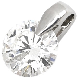 ペンダントトップ 2.442ct SI2 ラージ ダイヤモンド Pt900 シルバー 1粒 1石 ブリリアントカット ネックレストップ 大粒 ペンダントトップ  中古