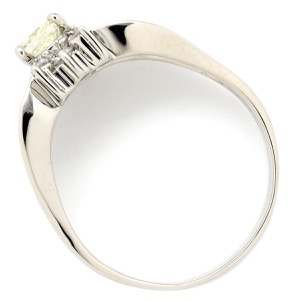 リング 指輪 ダイヤ リング Pt900 シルバー プラチナム プリンセスカット バゲットカット 天然ストーン 中古