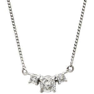 ネックレス ダイヤ ペンダント Pt900 シルバー プラチナム 3P 3石 3粒 ラインストーン トリロジー 中古