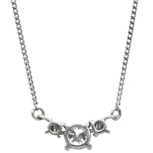 ネックレス ダイヤ ペンダント Pt900 シルバー プラチナム 3P 3石 3粒 ラインストーン トリロジー 中古