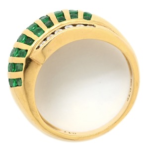 リング 指輪 エメラルド 0.72ct ダイヤモンド リング K18YG ゴールド グリーン 緑 ラウンドミックスカット デザインリング AU750 18金  中古