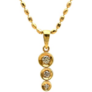 ネックレス ダイヤペンダント K18YG ゴールド 18K 3P 3石 3粒 スリーストーン 3連 ダイヤモンド 0.15ct  中古