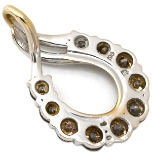 ペンダントトップ K18WG シルバー Au750 18K 18金 ネックレストップ ブラウン ダイヤ 10P 10粒 ドロップ しずく 1.0ct 中古