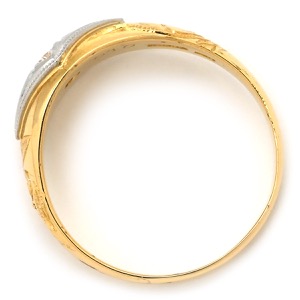 リング 指輪 ダイヤリング K18YG ゴールド Pt900 イエローゴールド プラチナ コンビ 1P 1粒ダイヤ 菱形 ひし型 中古