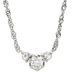 ネックレス ダイヤ ペンダント Pt900 シルバー プラチナム 3P 3石 3粒 ラインストーン トリロジー 中古