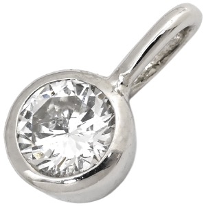 ペンダントトップ Pt900 シルバー プラチナム ペンダントヘッド 1P 1粒ダイヤ チャーム 小ぶり ネックレストップ 0.24ct 中古