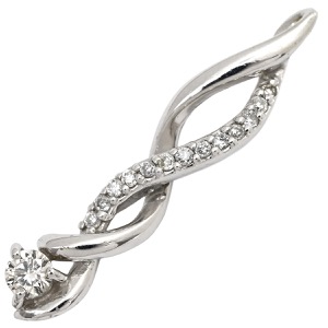 ペンダントトップ ダイヤモンド 0.16ct K18WG シルバー ツイスト 18金 18K 750 WG ペンダントヘッド ネックレストップ チャーム 中古