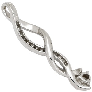 ペンダントトップ ダイヤモンド 0.16ct K18WG シルバー ツイスト 18金 18K 750 WG ペンダントヘッド ネックレストップ チャーム 中古