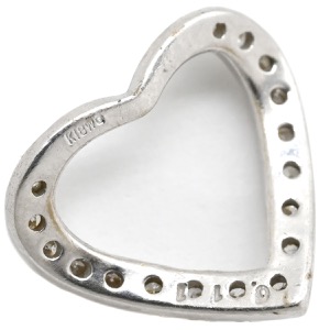 ペンダントトップ K18WG シルバー ペンダントヘッド Au750 18K 18金 WG ダイヤ オープンハート 中古