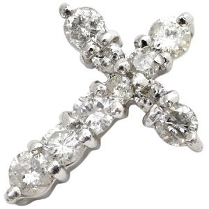 ペンダントトップ クロス ダイヤ Pt900 シルバー 十字架 ネックレストップ 中古