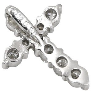 ペンダントトップ クロス ダイヤ Pt900 シルバー 十字架 ネックレストップ 中古