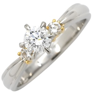 リング 指輪 ダイヤリング Pt900 シルバー 3P 3石 3粒  中古