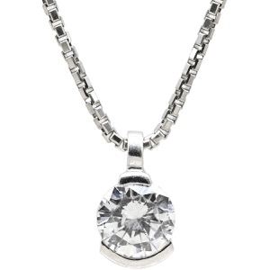 ネックレス ダイヤ ペンダント Pt850 シルバー プラチナム 1P 1石 1粒 ドロップ しずくモチーフ 雫 中古