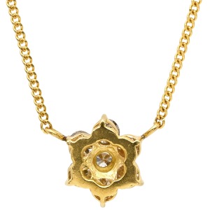 ネックレス ダイヤペンダント K18YG ゴールド 18K 7P 7石 7粒 ダイヤモンド フラワーモチーフ  中古