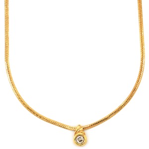 ネックレス ダイヤペンダント K18YG ゴールド 18K 1P 1石 1粒 ダイヤモンド 0.28ct スネークチェーン  中古