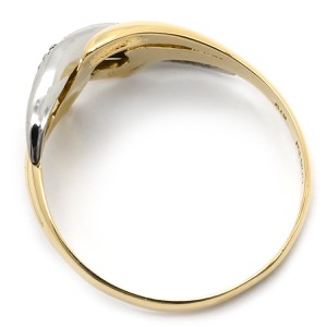 リング 指輪 ダイヤリング K18YG ゴールド K18YG×PT Au750 18K 18金 プラチナ Pt900 ダイヤ 流線型 ウェーブ  中古